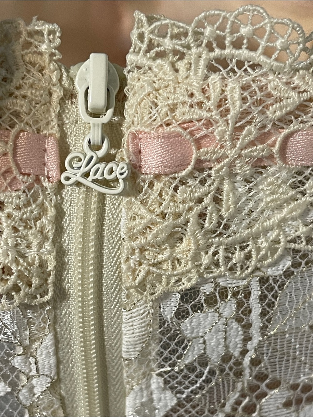 Lace Made The Glass Candy Corset Dress Ivory Floral Coquette Wedding Medium - Picture 10 of 12